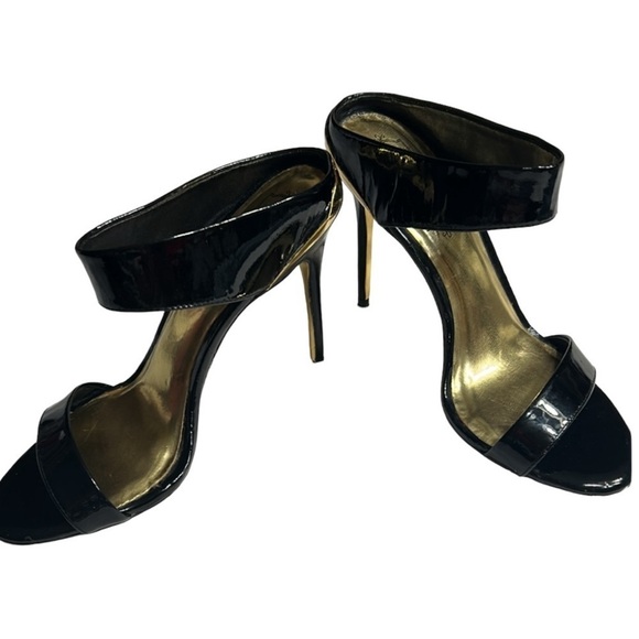 TED BAKER Chablise high shine  gloss black patent leather stiletto sandal mules - Picture 2 of 15